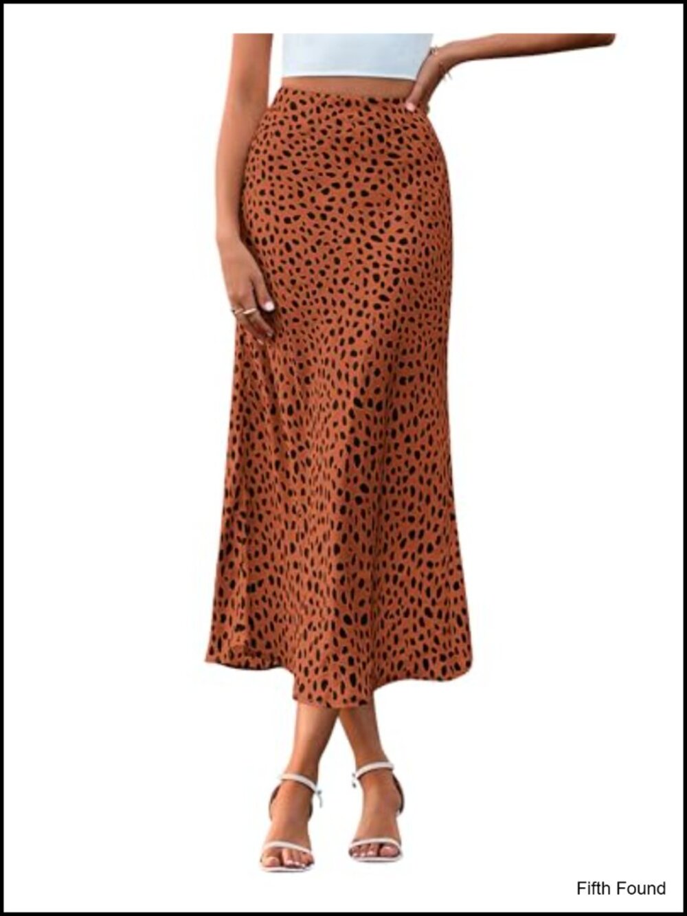 Satin A-Line Midi Skirt High Waisted Elastic Waistband Pull On